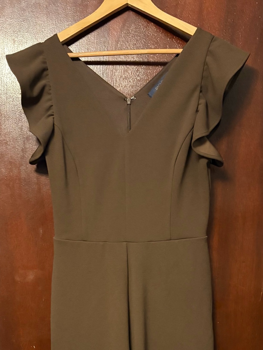 RACHEL Rachel Roy Brown V-Neck Jumpsuit with Flutter Sleeves